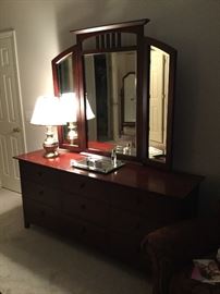 Dresser and mirror, by Kinkaid