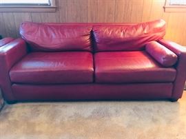 Red leather couch - two total