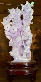 Hand Carved, "Boy with Many Kites";  9" Tall; Rare Lavender Jade   