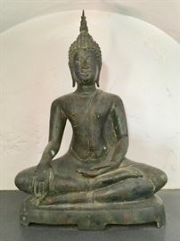 Verde Patinated Seated Serene Buddha
