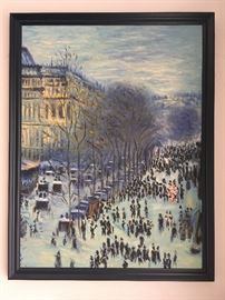 "Boulevard des Capucines", oil on canvas, 21"x30", a rendering of Claude Monet's original
