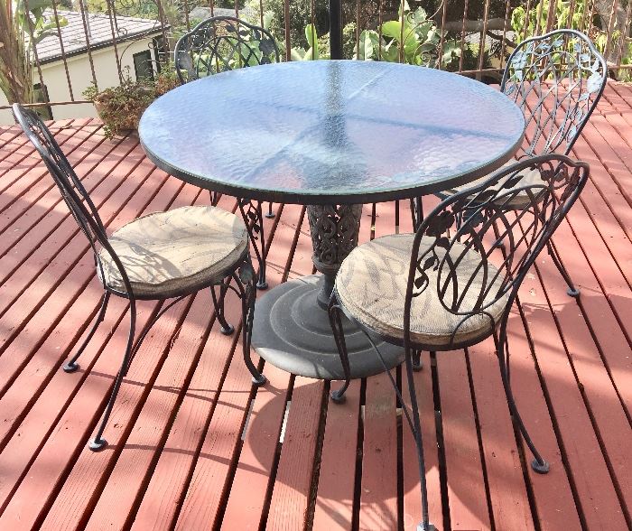 Wrought Iron Pedestal table and Chair Set