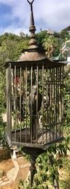 Brass  Parrot in Cage ...Marvelous Indoor/Outdoor Conversation Piece