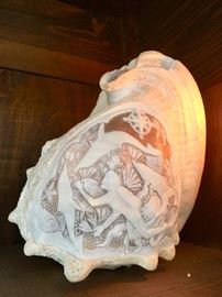 9" Tall Cameo-Carved Conch Shell...Excellent Work