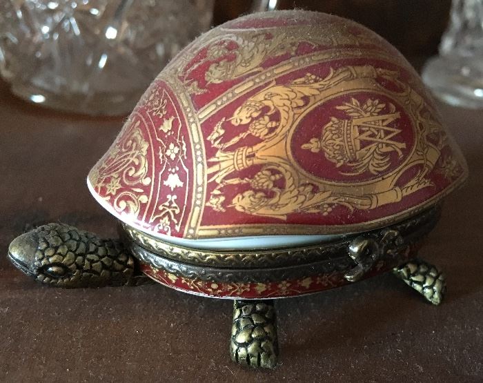 Fine Continental Porcelain Box with Brass Mounts