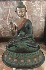 Patinated Metal Seated Buddha 