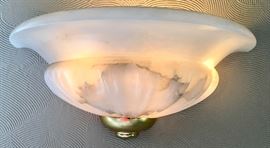 Hand-Carved Alabaster and Brass Wall Sconce (1 of 3)