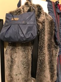 a fun fur vest and one of the many cute bags for sale