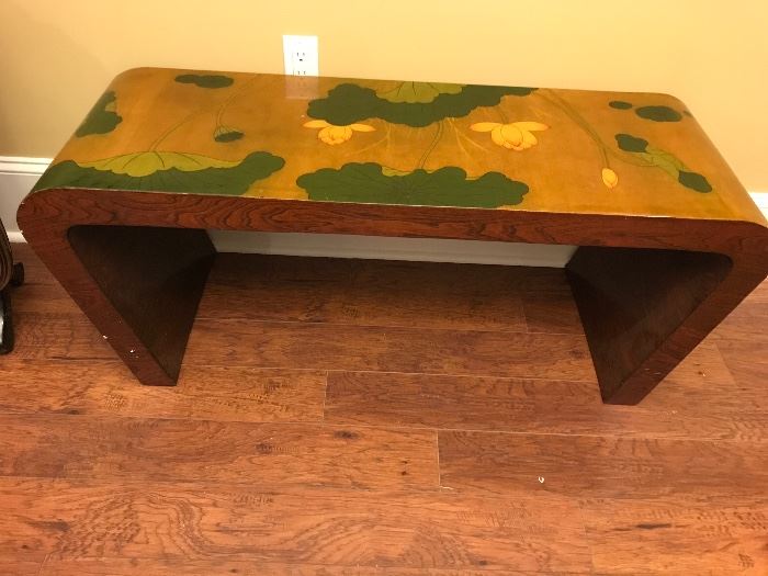 Vintage lacquer bench or table. well made. sturdy. hand painted and well lacquered. a cool contemporary Asian look from the past