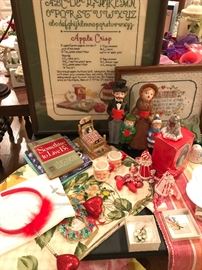 vintage Christmas along with some jewelry and needlepoint for the kitchen