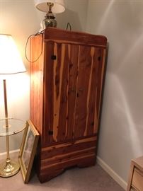 #5 cedar armoire w/clothes rack 28x20x63 $65.00