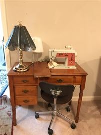 #42	Singer touch and sew sewing machine with maple cabinet 36x18x29	 $75.00 	