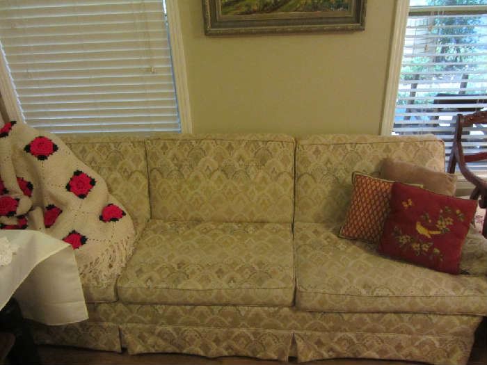 Sofa, Vintage Hand Crochet spread, more