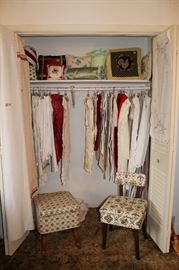 Vintage Table Clothes, Vintage Sewing Stool And Chair