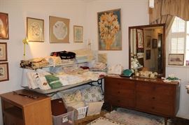Linens, Mid Century Modern Dresser, Wall Art