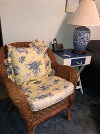 Wicker chair with cushion