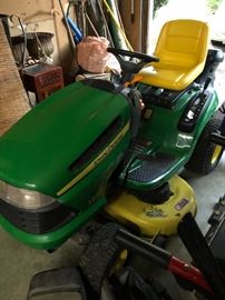 John Deere tractor with bagger and roller attachments - very good condition!