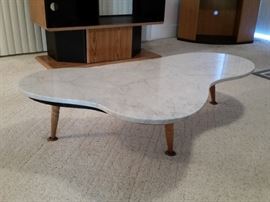 Mid-century modern marble top coffee table