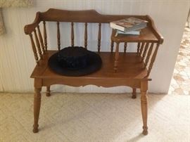 Mid-century maple gossip bench