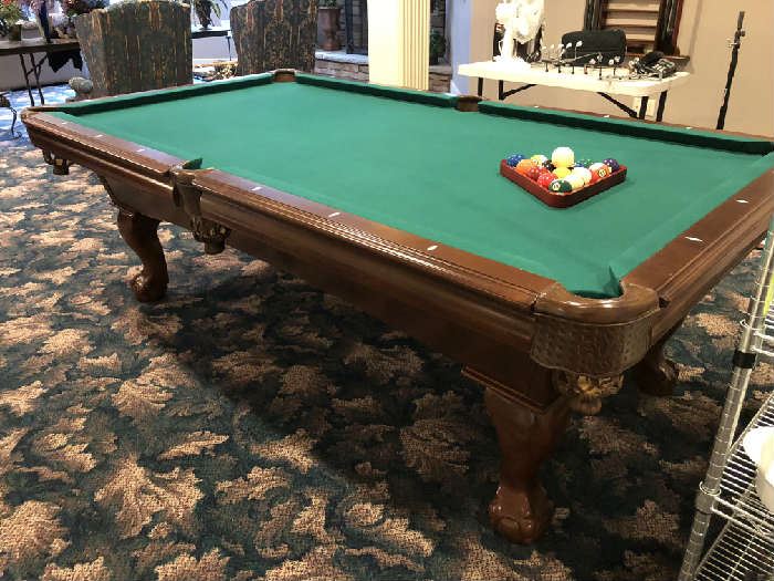 American Heritage Pool Table with Leather ball pockets and claw feet