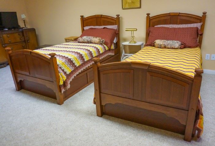 Pair of twin beds with under the bed storage
