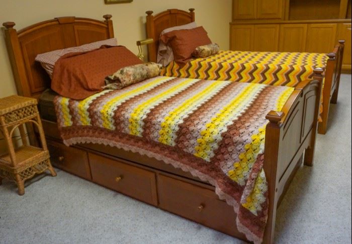 Pair of twin beds with under the bed storage