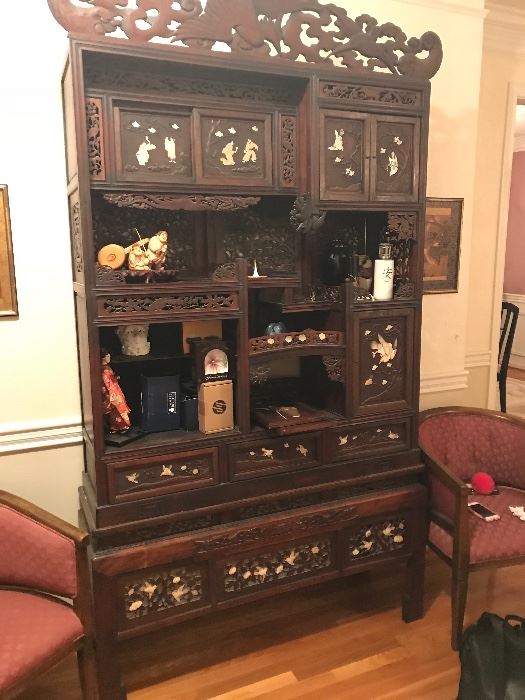 Antique Carved Rosewood Cabinet