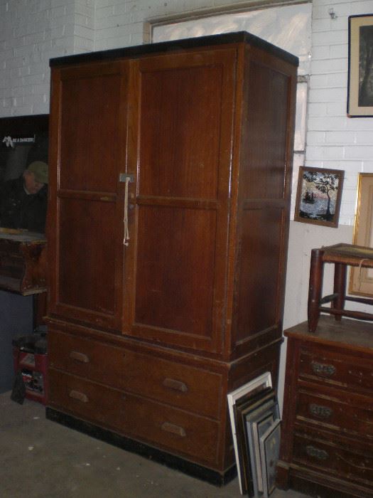 7ft oak map cabinet