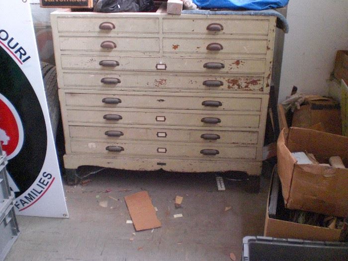oak 10 drawer stacking map cabinet