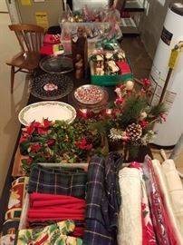 Christmas linens and tableware.