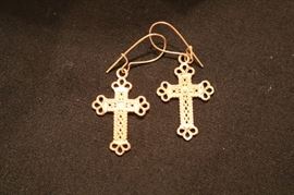 10K Gold Cross Earrings 