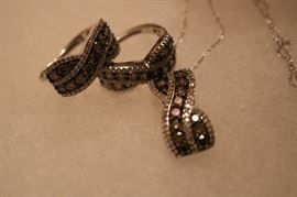 Le Vain Crisscross 14K with Chocolate & Vanilla  Diamonds Necklace with Pendant and Matching Earrings LEVIAN 1.57 carats Chocolate Diamond Hoop Earrings 