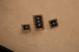 Gabriel Co 14K  Black Diamond Pendant & Earrings 