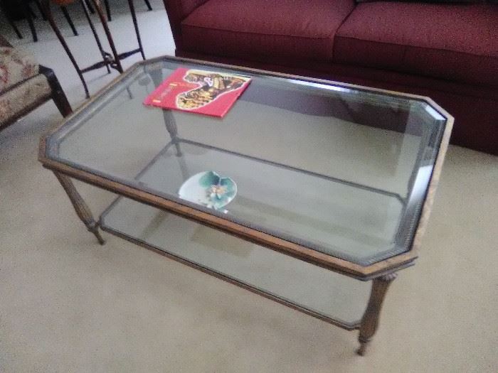 Metal and glass coffee table-very heavy and sturdy.