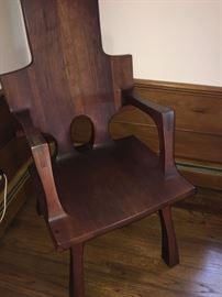 Close up of chair seat -note dovetailing on arm,