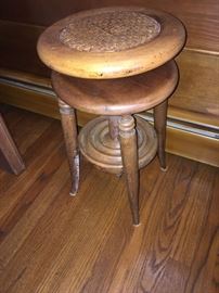 Cane seat revolving piano stool