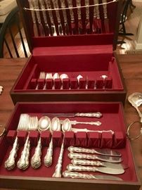 Large set of Gorham "Strasbourg" sterling flatware  104 pieces  with serving pieces