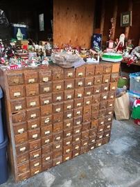 card catalog, includes missing drawer pulls.