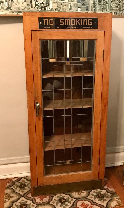 Vintage Illinois Bell Stained Glass Cabinet https://ctbids.com/#!/description/share/66192