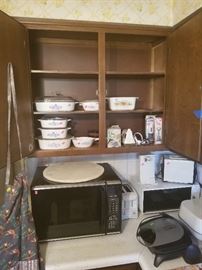Corning Ware, microwave and kitchen gadgets