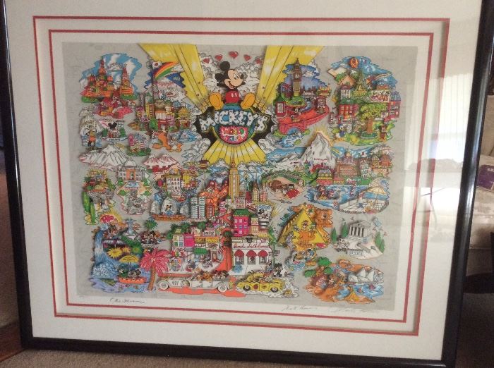 Mickey's World Tour 3-D Serigraph, signed & numbered by Charles Fazzino