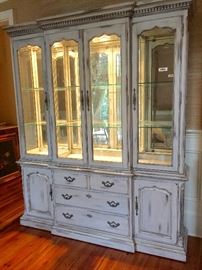 Thomasville Furniture custom painted lighted china cabinet