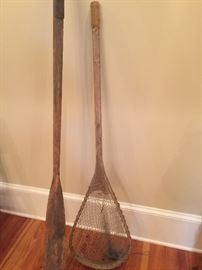 Vintage oar and fishing net