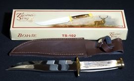 Trophy Stag Premier Cutlery Bowie Knife, TS-102, 13.5" Overall, With Sheath, New In Box