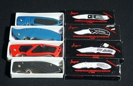 Jaguar Folding Knives, YK-828RD (1), YK-723BL (1), YK-812BK (1) And YK-512BL (1), Total Qty 4, All New In Box
