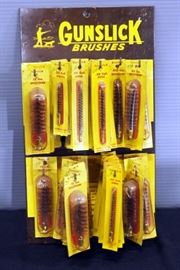 Vintage 70's Gunslick Gun Brush Assortment On Retail Display Rack, All New Old Stock