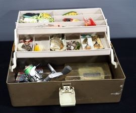 Tackle Box With Quantum Kinetic PTI10 Reel, Lures, Bait And More