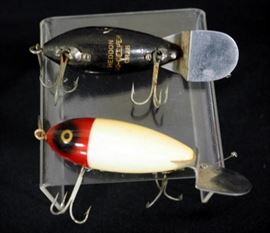 Vintage Fishing Lures, Includes Heddon Lucky 13, The Baby Lucky 13, Go Deeper Crab (2), Total Qty 4