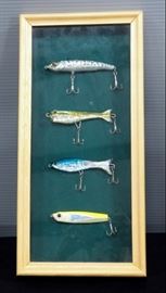 Colorful Lures In Display Case 15.75" x 7.5", Total Qty 4 Lures