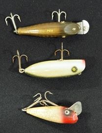 Vintage Fishing Lures, South Bend Mike Opening, Garrett Pikie And Shakespeare, Total Qty 3
